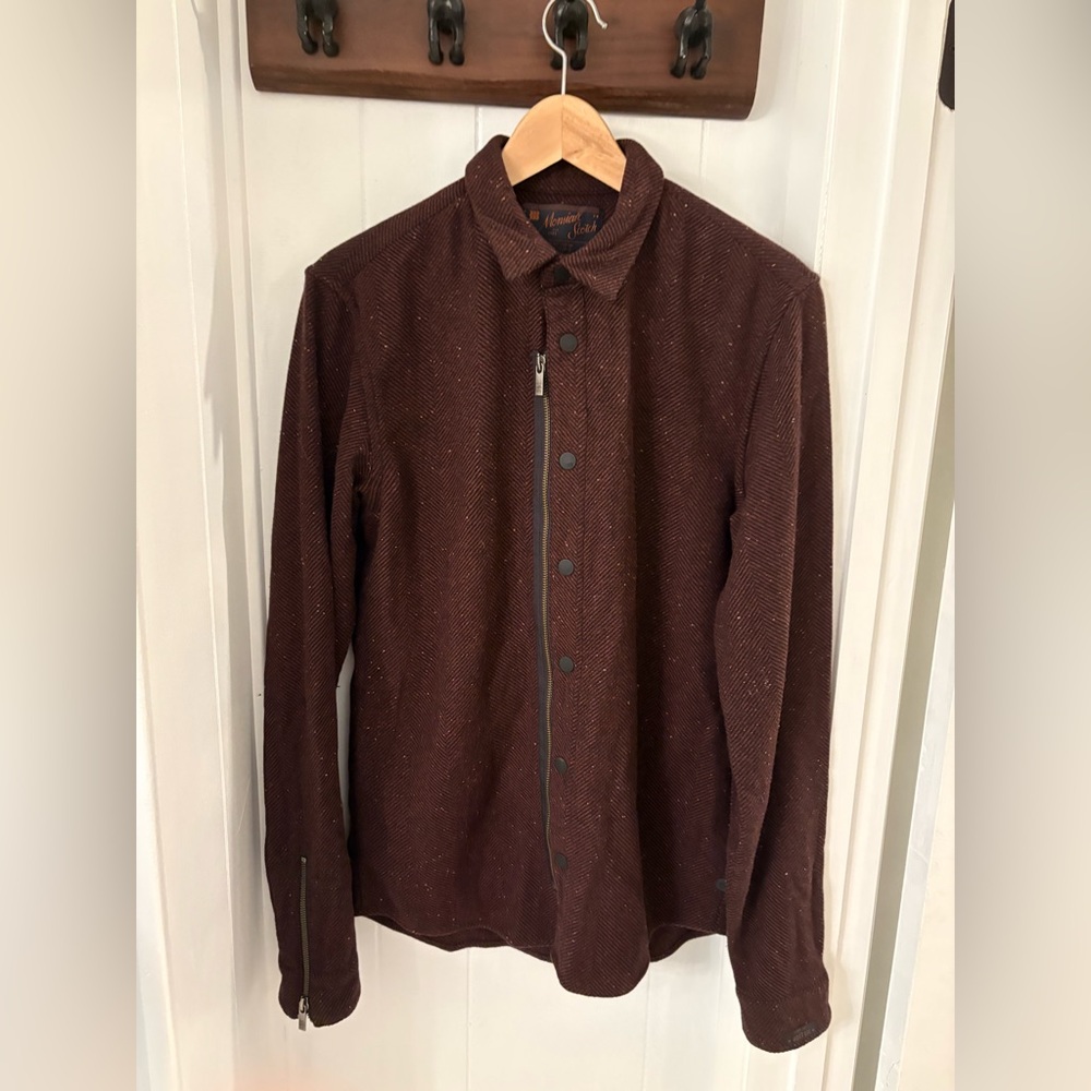 Monsieur Scotch Brown  herring bone print shacket